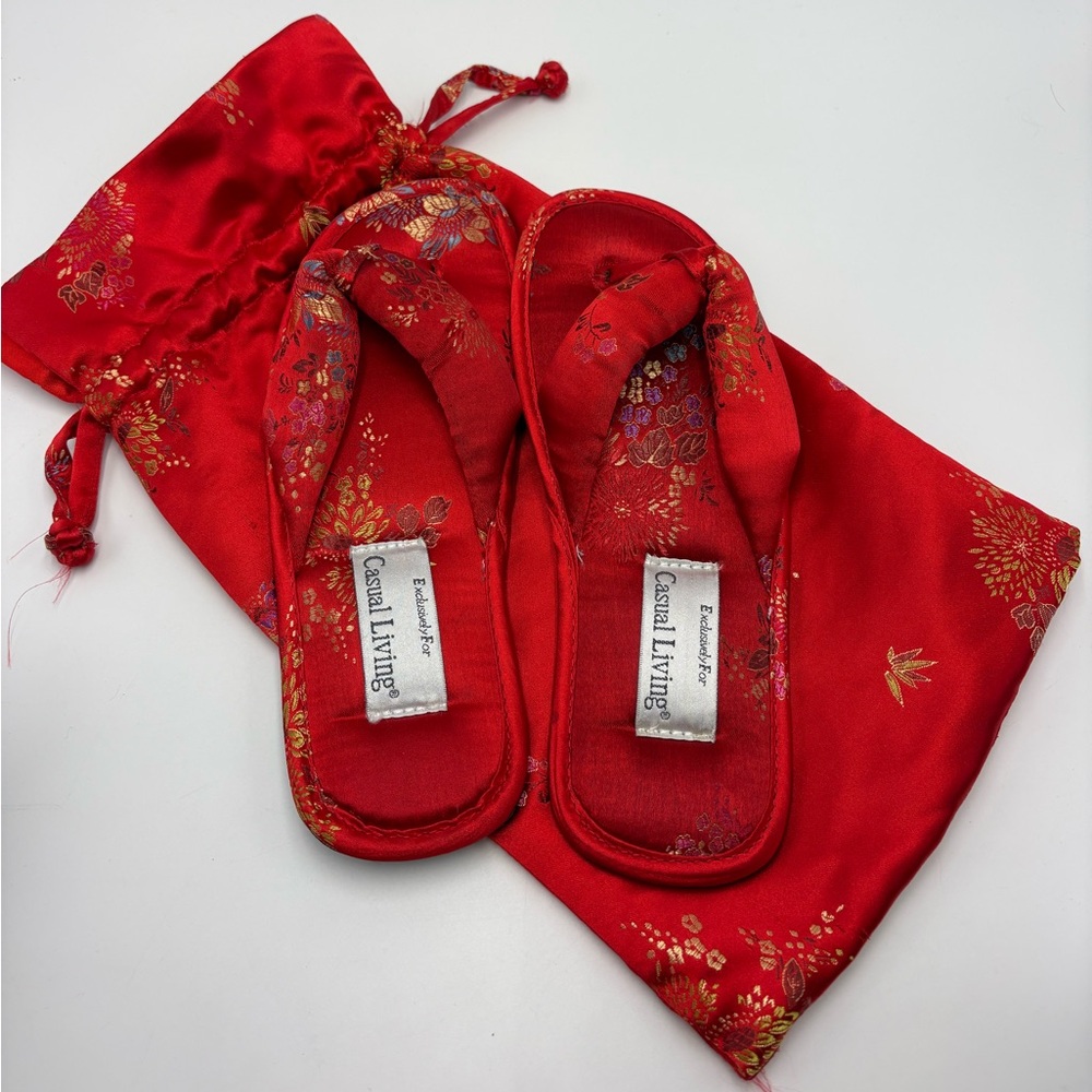 Casual Living Red Floral Chinese Theme Women's Slippers